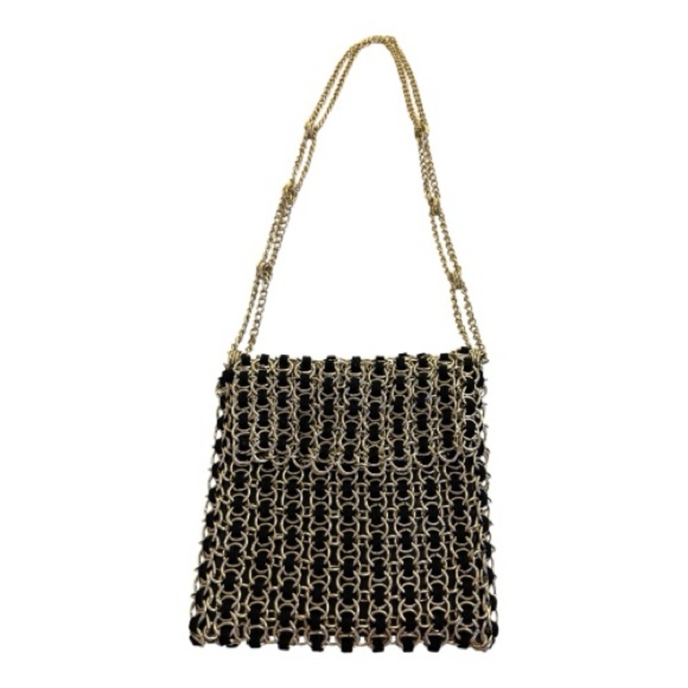Vintage 1960s Black and Gold Chain Evening Bag by Walborg, Pierre Cardin Style